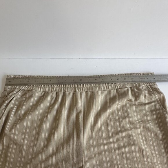 Belle Kim‎ Gravel Pants Womens 1X Tan Striped Pull On Wide Leg Casual Stretch - Picture 9 of 12